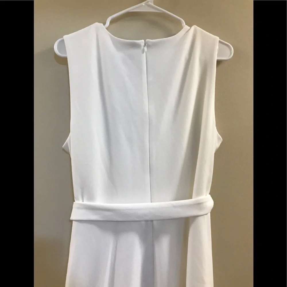 DKNY Illusion-Inset Midi White Dress 16 - Picture 5 of 16